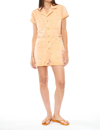 Pistola Parker Orange Short Sleeve Button-front Denim Romper In Multi