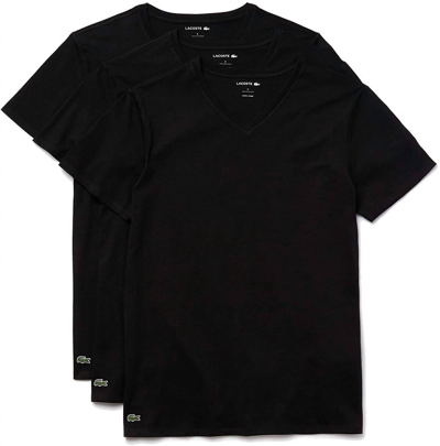 Lacoste Men's V-neck T-shirts - 3 Pack In Black