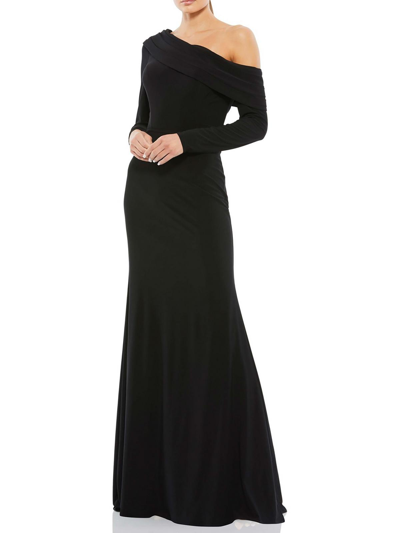 Ieena For Mac Duggal Womens One Shoulder Pleated Evening Dress In Black