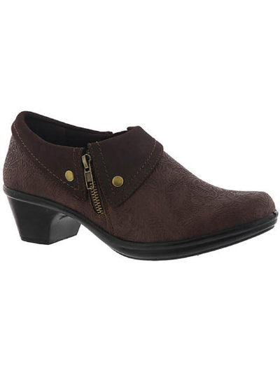 Easy Street Darcy Womens Faux Leather Embossed Shooties In Brown