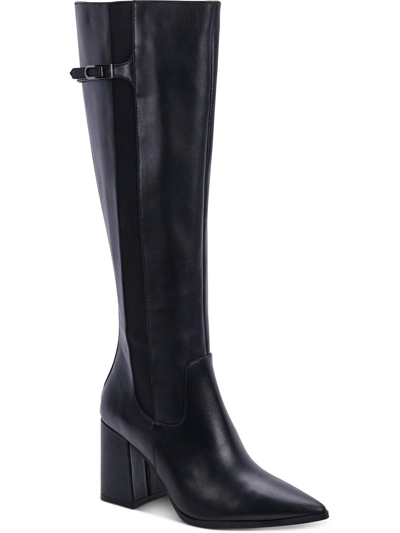 Aqua College Ireland Womens Leather Zip-up Knee-high Boots In Black