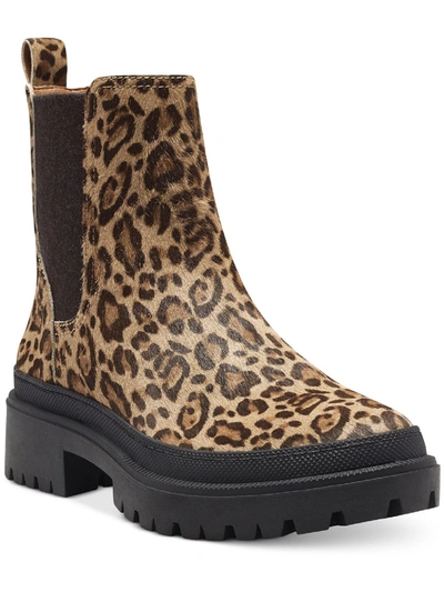 Lucky Brand Lk Emali 2 Womens Leather Animal Print Ankle Boots In Multi