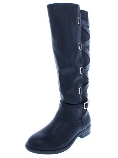 Thalia Sodi Veronika Womens Faux Leather Over-the-knee Riding Boots In Black