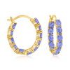 Ross-simons Tanzanite Inside-outside Hoop Earrings In 18kt Gold Over Sterling In Gold