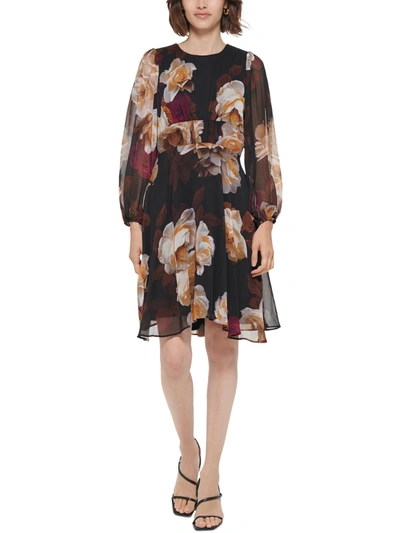 Calvin Klein Womens Floral Knee Shift Dress In Multi