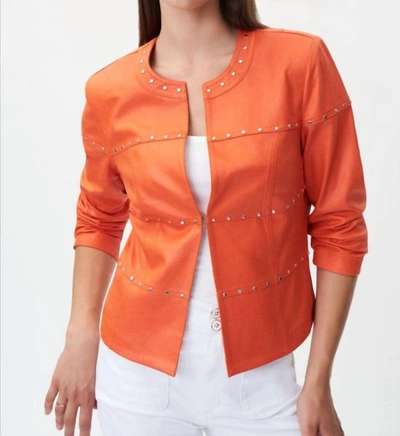 Joseph Ribkoff Orange Vegan Leather Studded Jacket