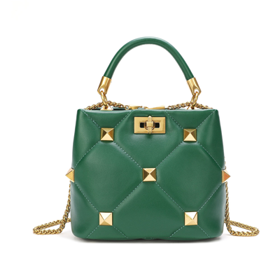 Tiffany & Fred Paris Tiffany & Fred Quilted Sheepskin Leather Crossbody/shoulder Bag In Green
