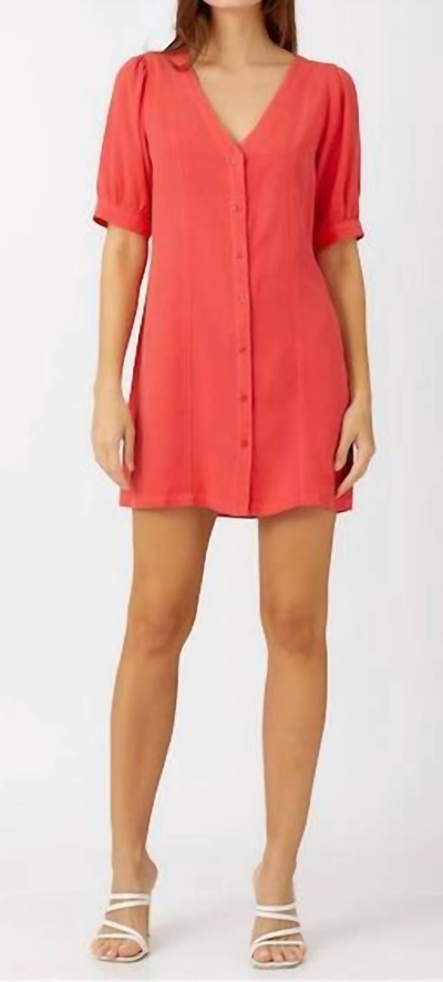 Maven West Elbow Slv Dress In Coral In Pink