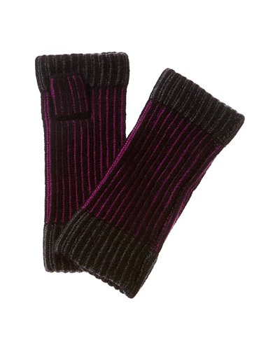 Forte Cashmere Plaited Colorblocked Cashmere Texting Gloves In Purple