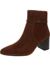 Aqua College Tatum Womens Leather Pointed Toe Booties In Brown