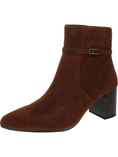 Aqua College Tatum Womens Leather Pointed Toe Booties In Java Suede