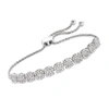Ross-simons Diamond Cluster Bolo Bracelet In Sterling Silver In Silver