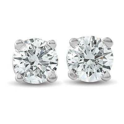 Pompeii3 3/8 Ct Tdw 14k White Gold Lab Created Diamond Studs Screw Back Earrings In Silver