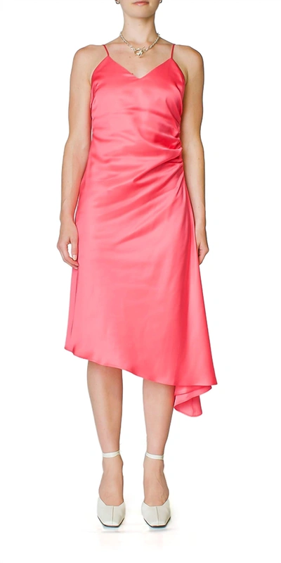Maison Margiela Side Ruched Dress In Neon Pink