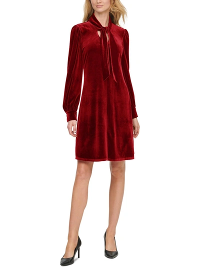 Calvin Klein Womens Velvet Mini Cocktail And Party Dress In Red