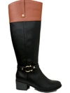 Karen Scott Vickyy Womens Faux Leather Block Heel Knee-high Boots In Black