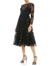 Mac Duggal Womens Sequin Beaded Cocktail And Party Dress In Black