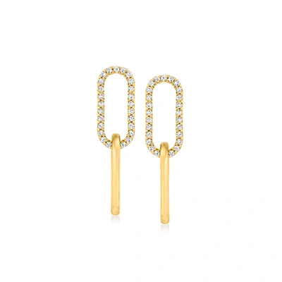 Rs Pure By Ross-simons Diamond Paper Clip Link Drop Earrings In 14kt Yellow Gold In Silver