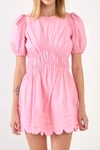 ENGLISH FACTORY SCALLOP DETAIL MINI DRESS IN PINK