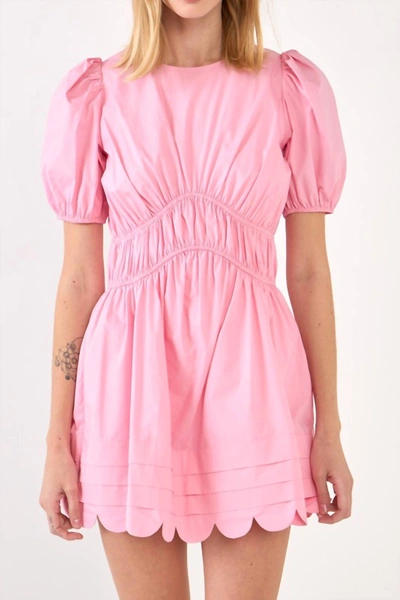 English Factory Scallop Detail Mini Dress In Pink