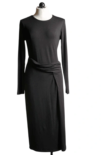 Fifteen Twenty Side Drape Midi Dress In Black