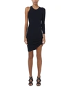 Iro Aurora One-sleeve Ruched Ribbed-knit Mini Dress In Black