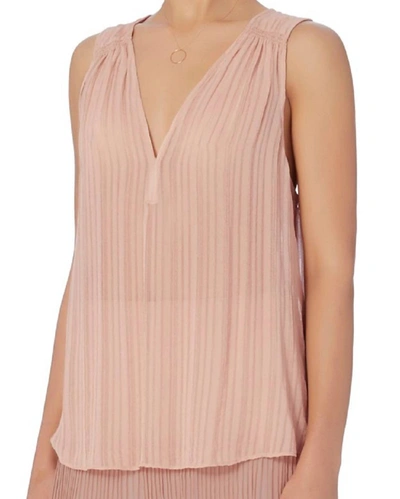 Joie Ankenmen Sheer V-neck Ruched Sleeveless Blouse In Blush In Pink