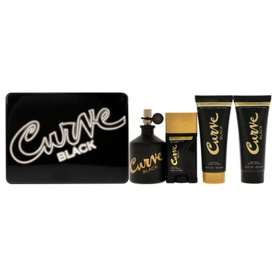 Liz Claiborne Curve Black By  For Men - 4 Pc Gift Set 4.2oz Edc Spray, 3.4oz After Shave Balm, 3.4oz