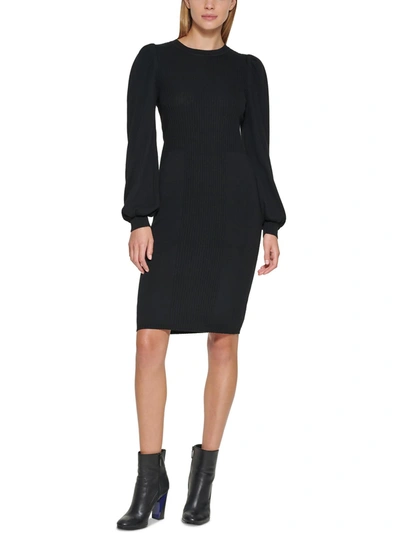 Calvin Klein Womens Knit Midi Sweaterdress In Black