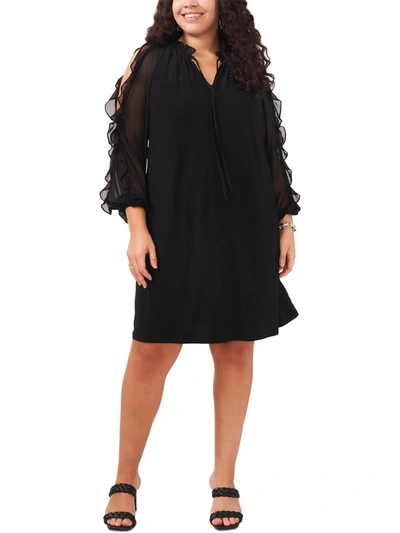 Msk Plus Womens Sheer Short Mini Dress In Black