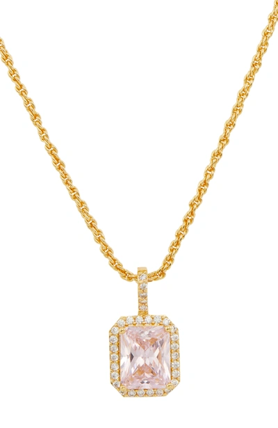 Savvy Cie Jewels Large Cushion Halo Pendant In Pink