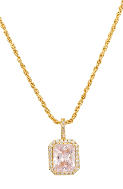 Savvy Cie Jewels Large Cushion Halo Pendant In Yellow