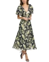 Tanya Taylor Evette Lurex Floral Metallic Midi Dress In Green