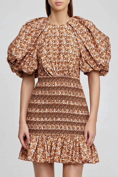 Acler Brooks Dress In Neutral Leaves In Brown