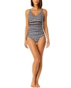 Anne Cole Trim Insert Tri One-piece In Blue