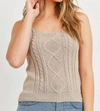 PAPER CRANE CABLE KNIT SWEATER CAMI IN NATURAL
