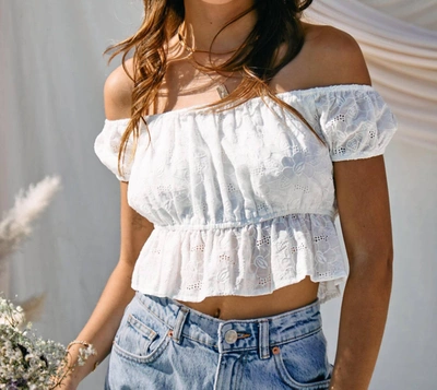 Endless Blu. Off Shoulder Top In White