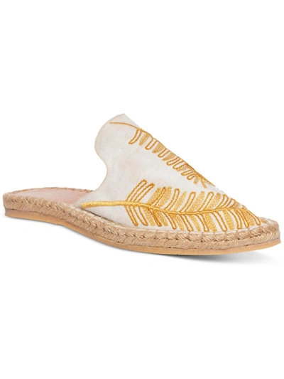 Silvia Cobos Harvest Womens Leather Embroidered Espadrilles In White