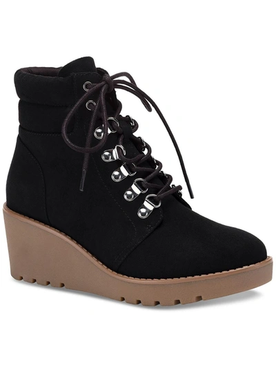 Style & Co Carmenn Womens Faux Suede Lace-up Wedge Boots In Multi