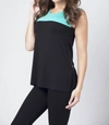Angel Color-block Sleeveless Tank In Black/mint In Multi