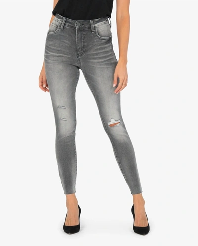 Kut From The Kloth Connie High Rise Fab Ab Slim Fit Ankle Skinny Jean In Act Wash In Grey