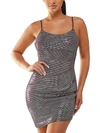 City Studio Juniors Womens Sequined Cowl Neck Bodycon Dress In Pink