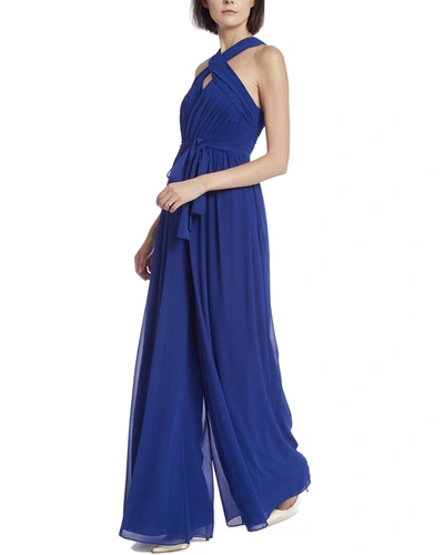 Badgley Mischka Dressy Crossed Front Jumpsuit In Blue