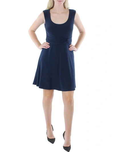 Lauren Ralph Lauren Womens Scoopneck Knee Fit & Flare Dress In Blue