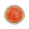 ROSS-SIMONS ORANGE CARNELIAN AND WHITE TOPAZ RING IN 18KT GOLD OVER STERLING