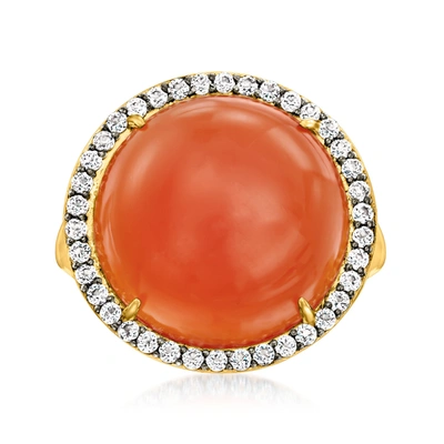 Ross-simons Orange Carnelian And White Topaz Ring In 18kt Gold Over Sterling