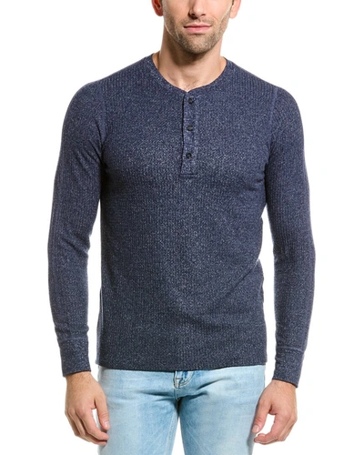 Velvet By Graham & Spencer Anthony Cozy Thermal Henley Shirt In Blue