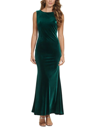 Dkny Womens Velvet Sleeveless Evening Dress In Green