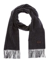 Hickey Freeman Gingham Cashmere Scarf In Grey