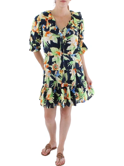 Lauren Ralph Lauren Womens Floral Knee Midi Dress In Multi